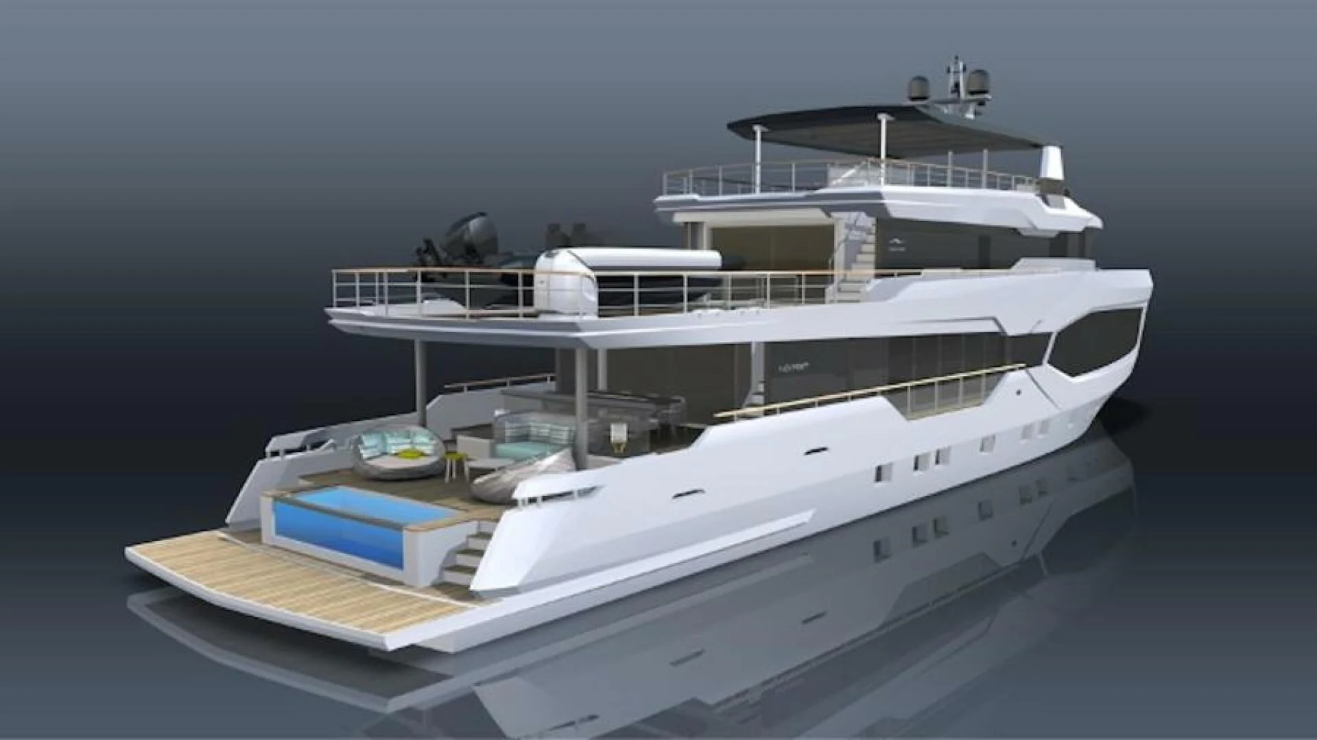 a white boat with a black background aboard NUMARINE 40MXP/17 Yacht for Sale