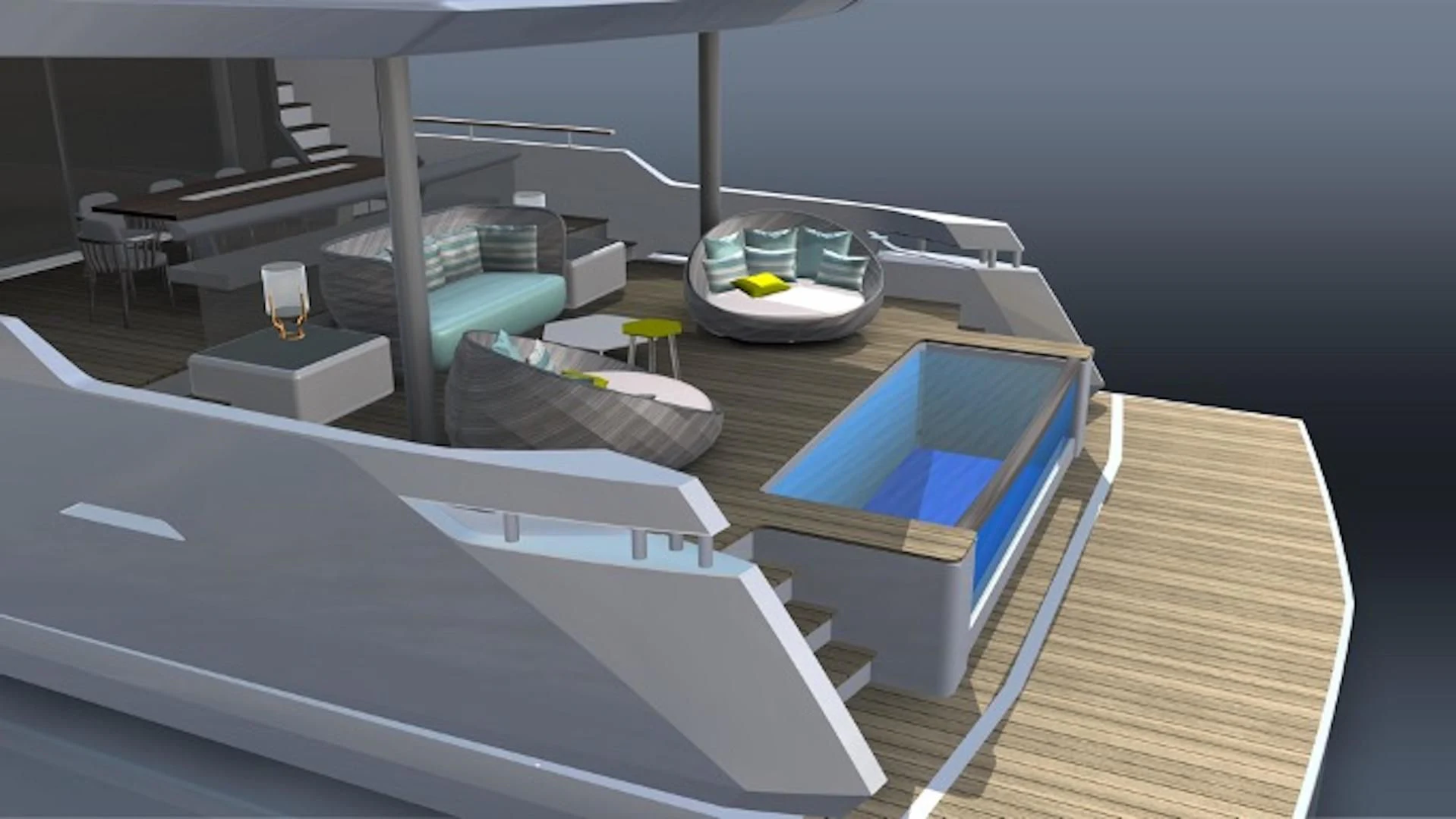 a room with a bed and desk aboard NUMARINE 40MXP/17 Yacht for Sale