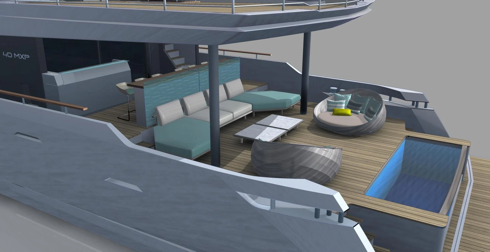 a table with chairs on it aboard NUMARINE 40MXP/17 Yacht for Sale