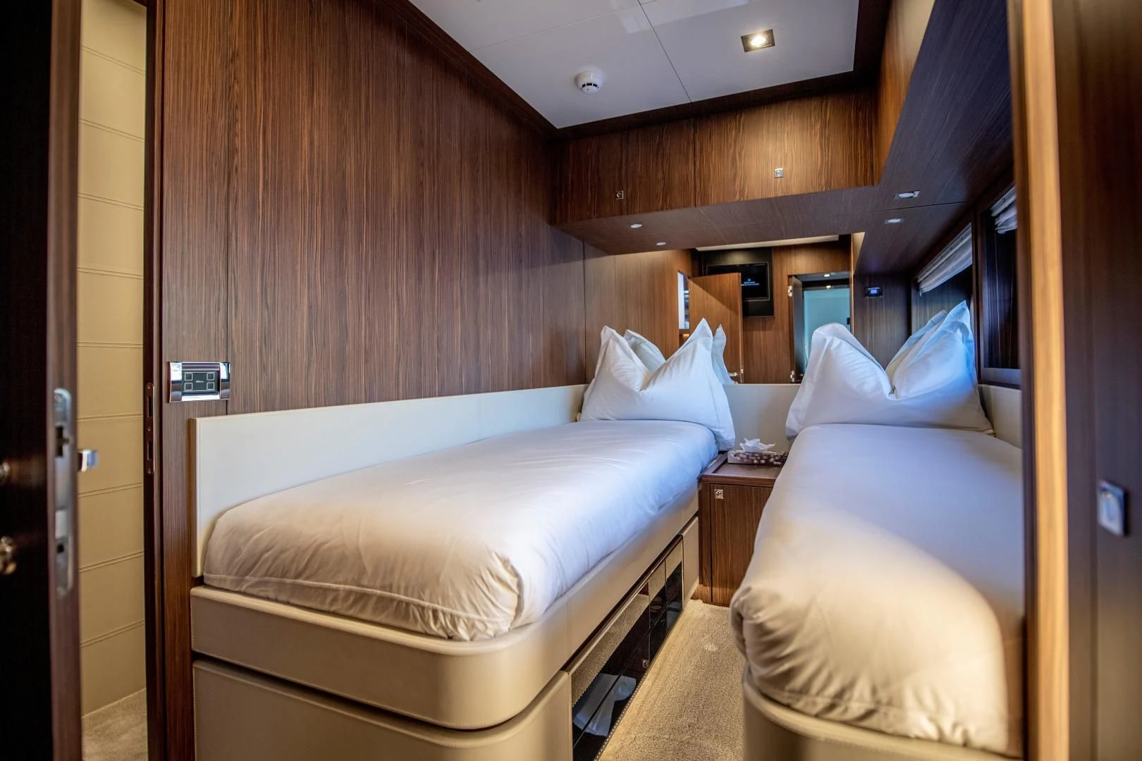 a room with two beds aboard WILDONE Yacht for Sale