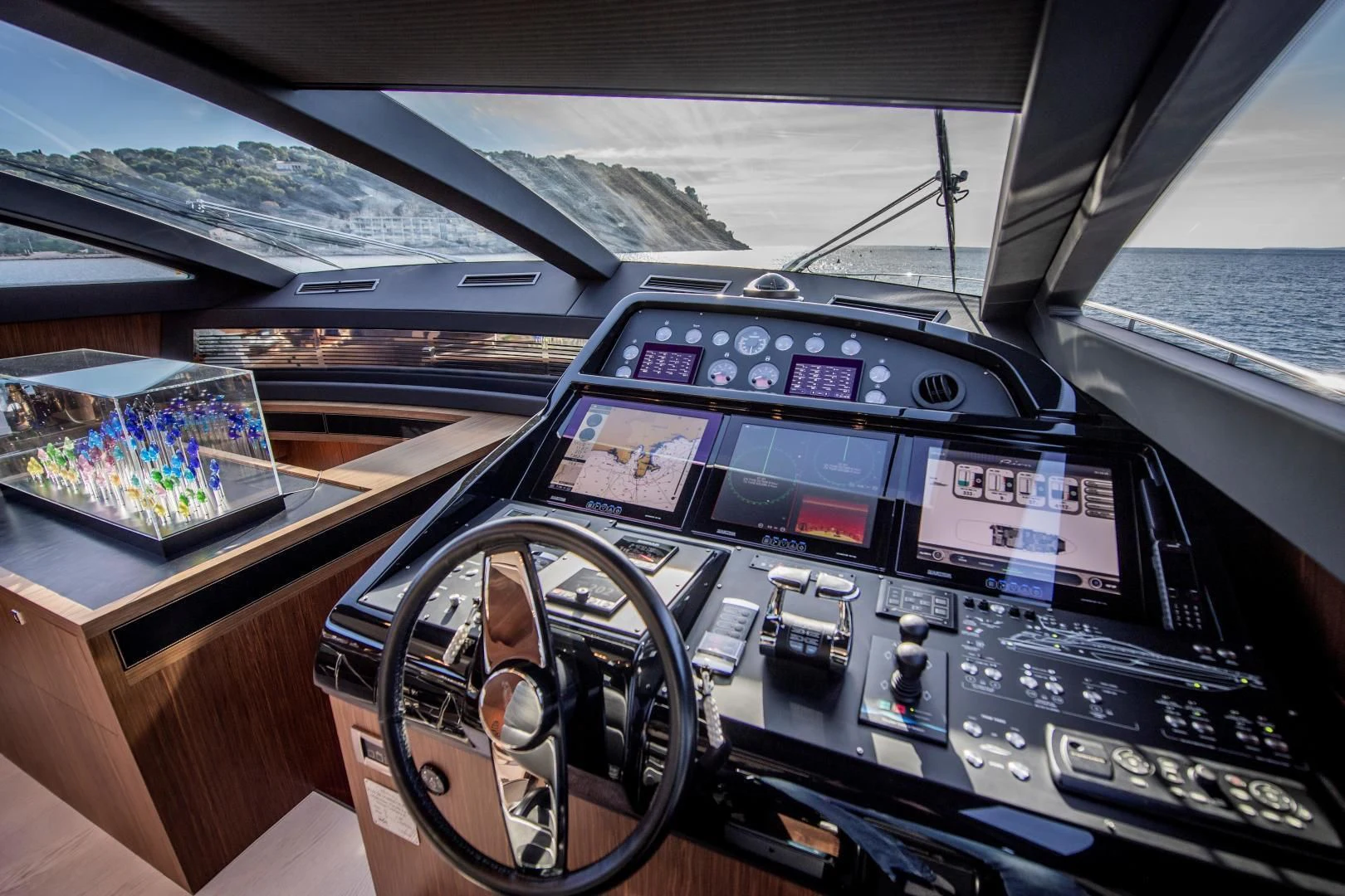 inside of a cockpit aboard WILDONE Yacht for Sale