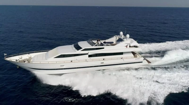 a white yacht on the water aboard TOI MOI ET ROBY Yacht for Sale