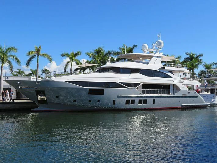 a large white yacht aboard DELIBERATELY LUCKY Yacht for Sale