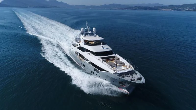 a ship on the water aboard DELIBERATELY LUCKY Yacht for Sale