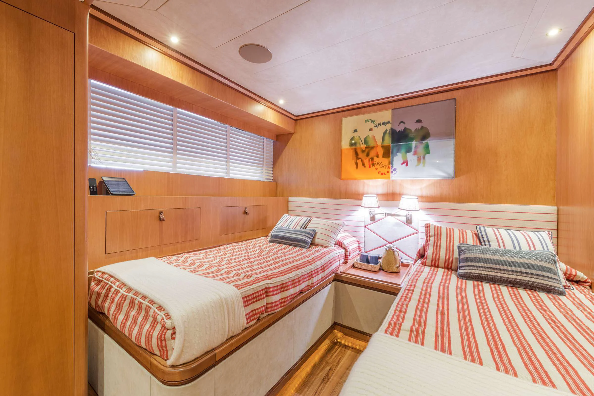 a couple of beds in a room aboard ANGRA TOO Yacht for Sale