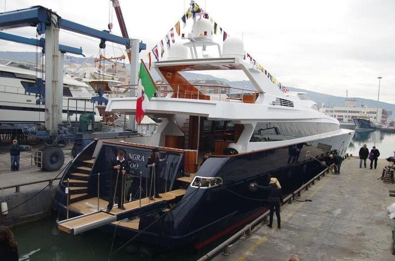 a boat on a trailer aboard ANGRA TOO Yacht for Sale
