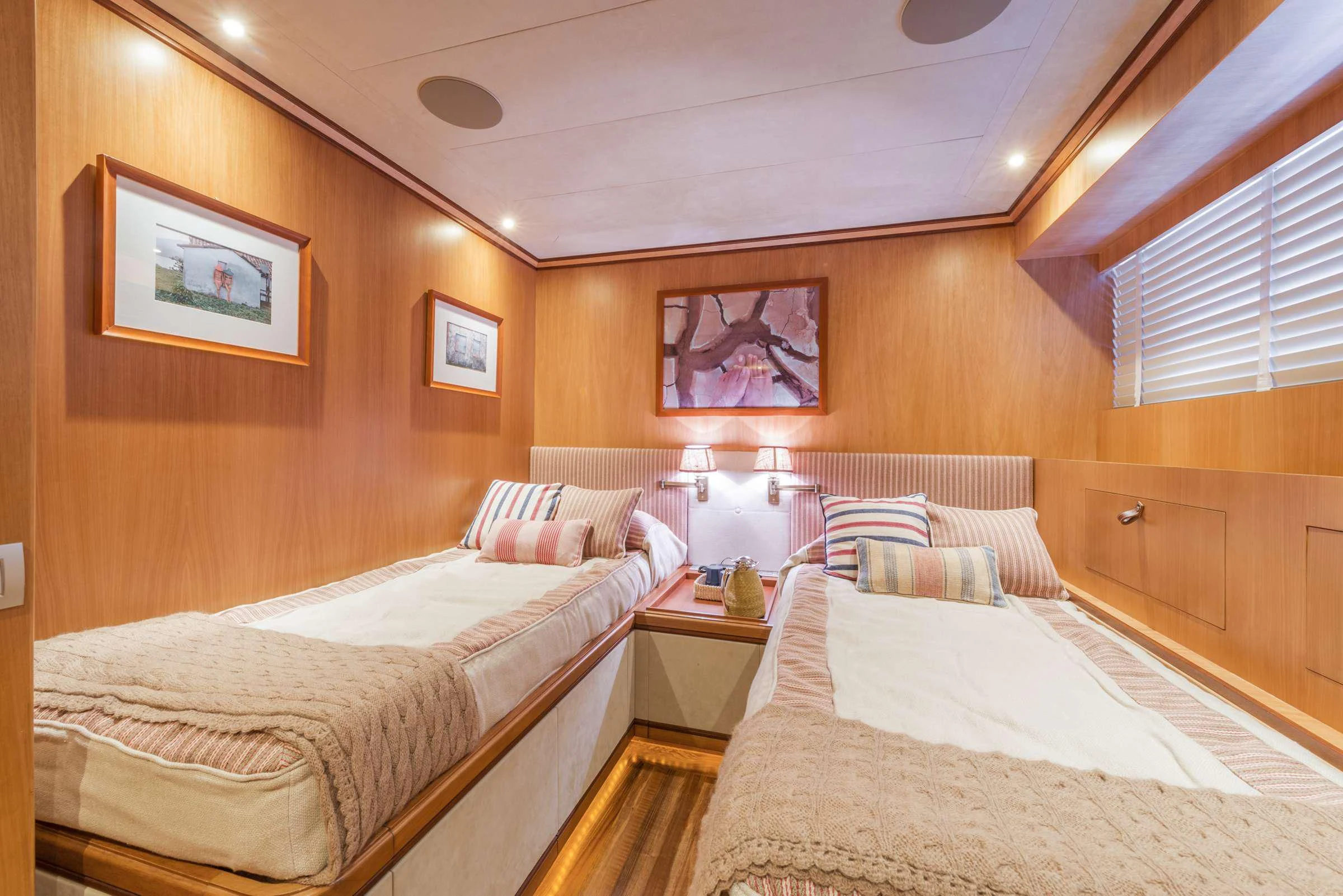a room with two beds aboard ANGRA TOO Yacht for Sale