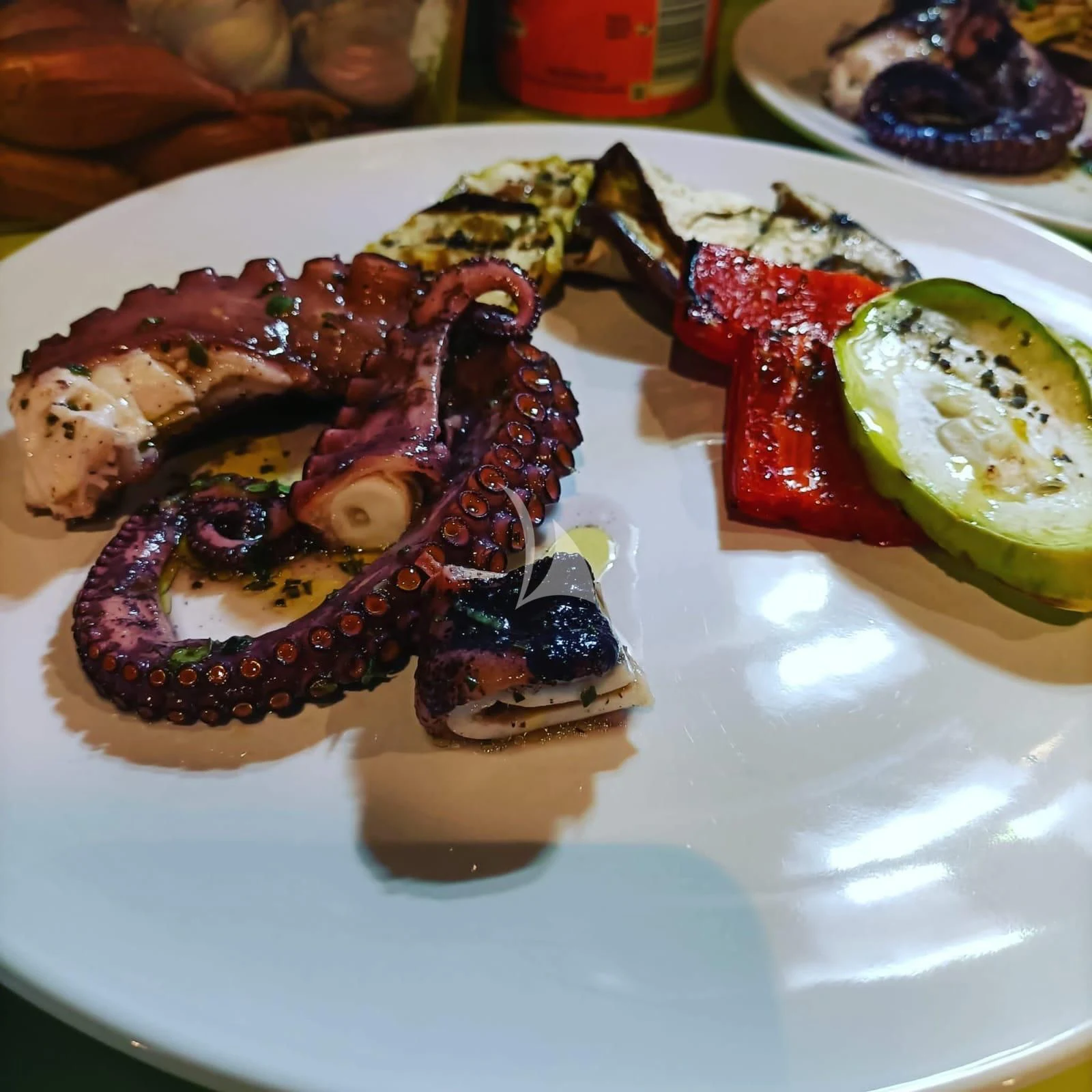 a plate of food aboard ANGRA TOO Yacht for Sale