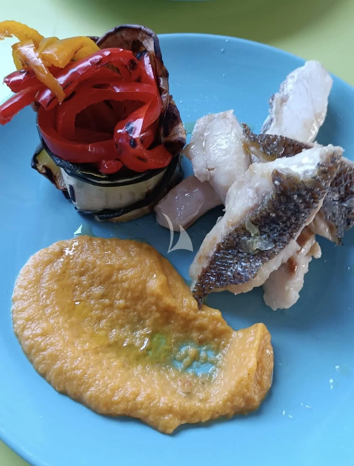 a plate of food aboard ANGRA TOO Yacht for Sale