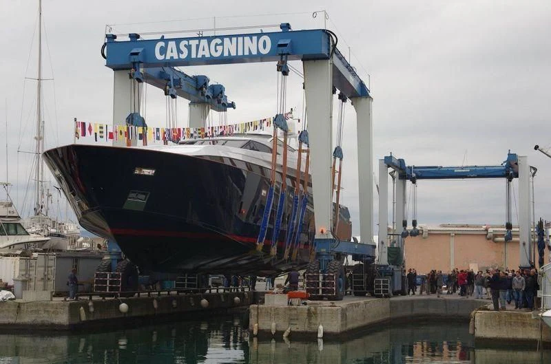 a large ship docked aboard ANGRA TOO Yacht for Sale