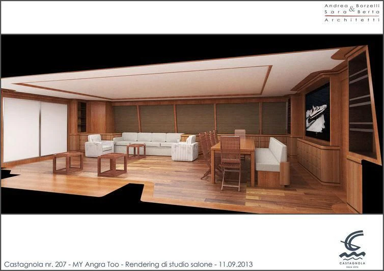 a room with a chair and a table and a couch aboard ANGRA TOO Yacht for Sale