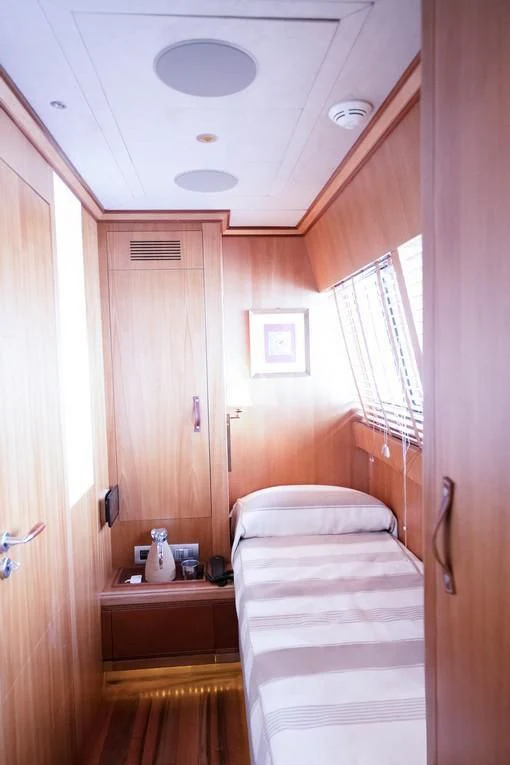 a bathroom with a sink and a mirror aboard ANGRA TOO Yacht for Sale