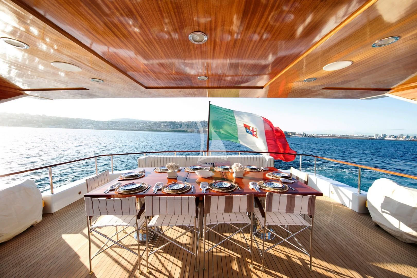 a table on a boat aboard ANGRA TOO Yacht for Sale