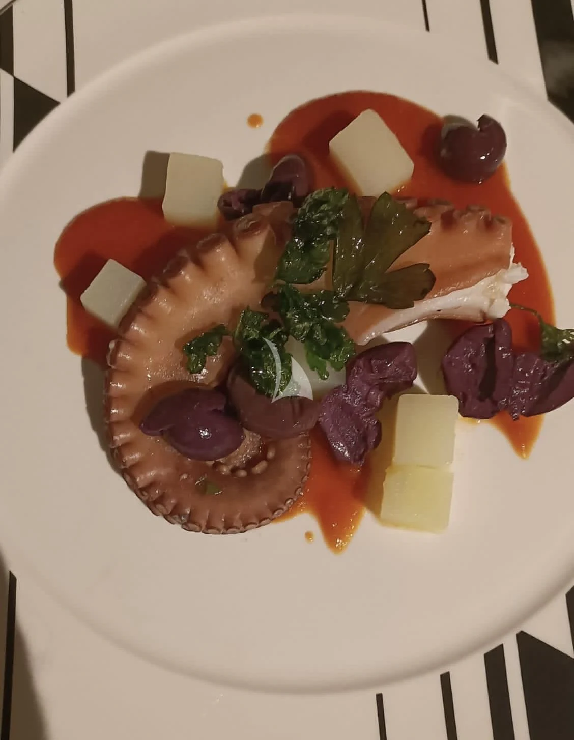 a plate of food aboard ANGRA TOO Yacht for Sale