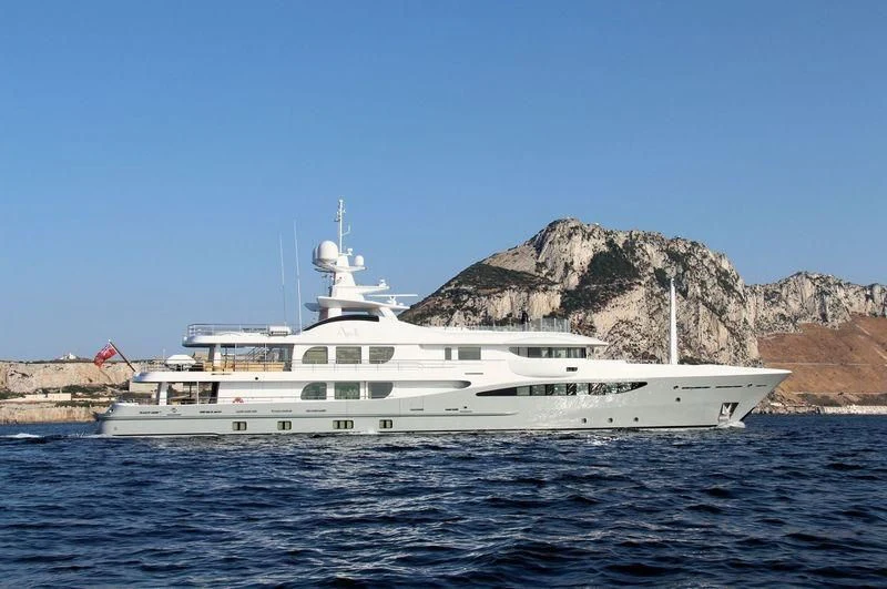 a white boat in the water aboard APOLLO Yacht for Sale