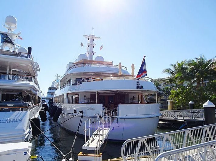 a couple of boats are parked in a harbor aboard JAMAICA BAY Yacht for Sale