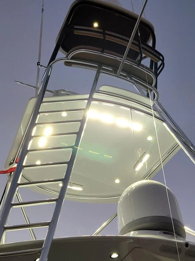 a tall metal tower aboard PREDATOR Yacht for Sale