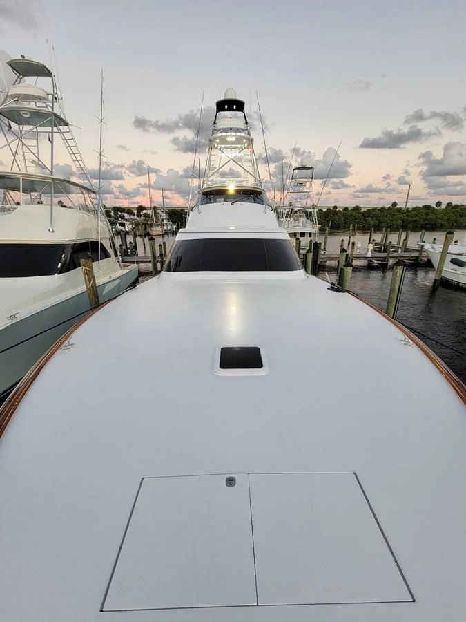 a boat in a harbor aboard PREDATOR Yacht for Sale