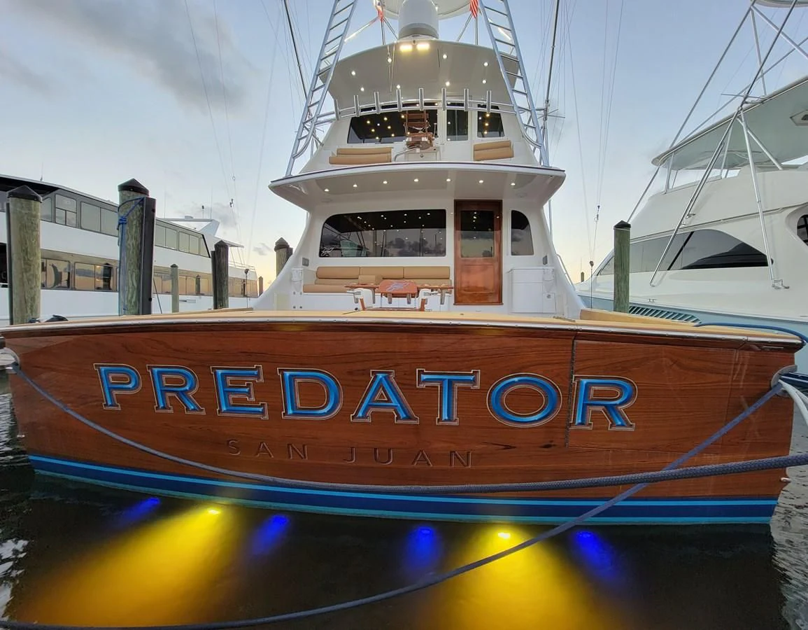 a boat on a water body aboard PREDATOR Yacht for Sale