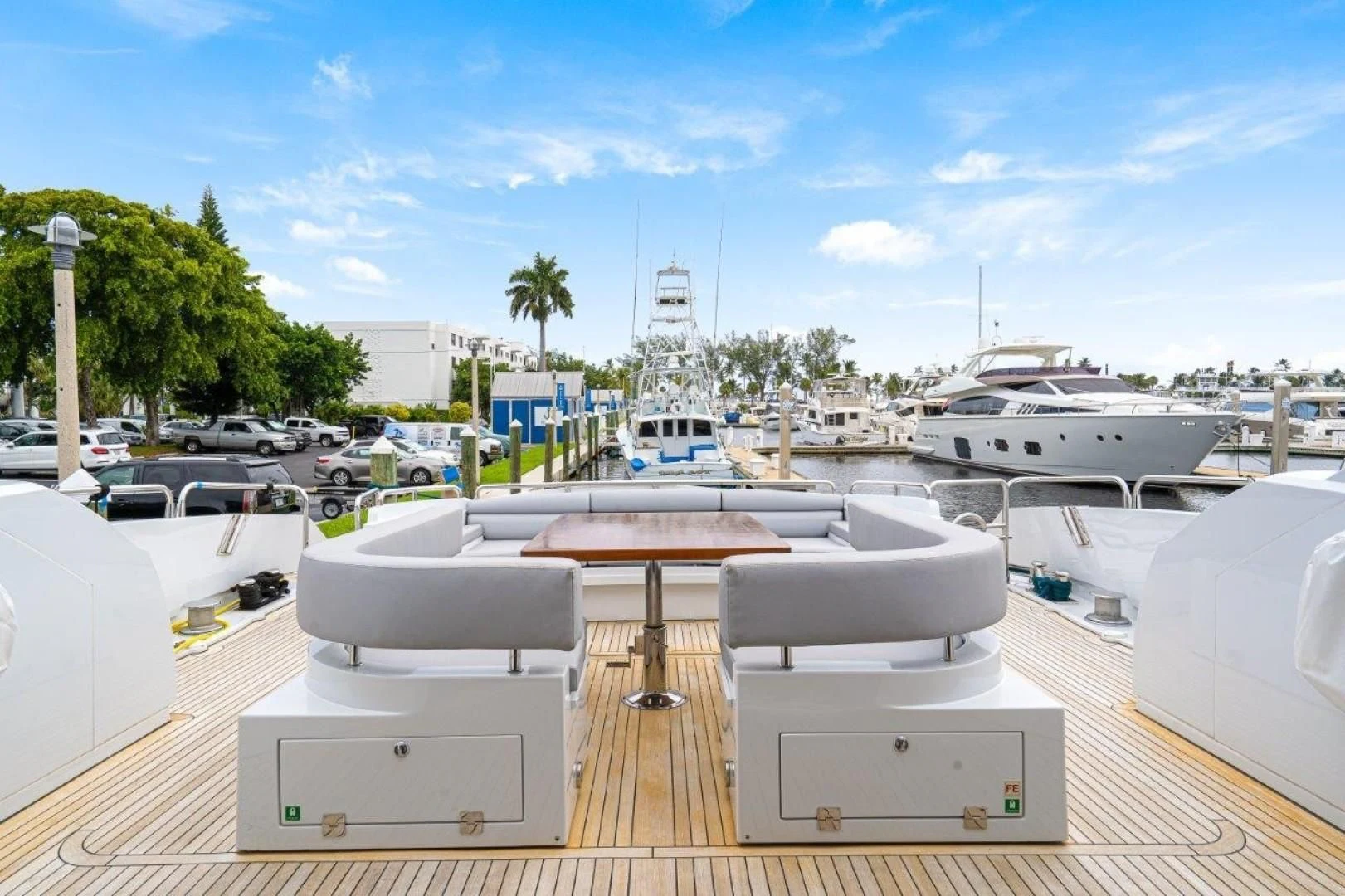 a group of boats are parked in a harbor aboard SKY FALL Yacht for Sale