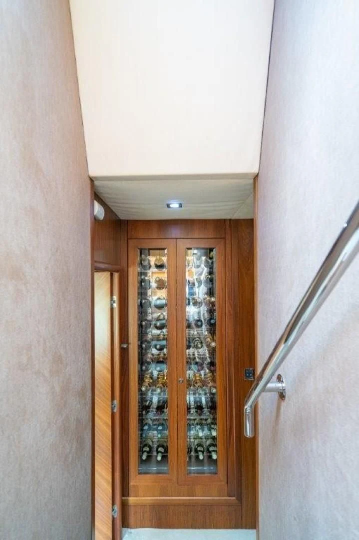 a door with glass doors aboard SKY FALL Yacht for Sale