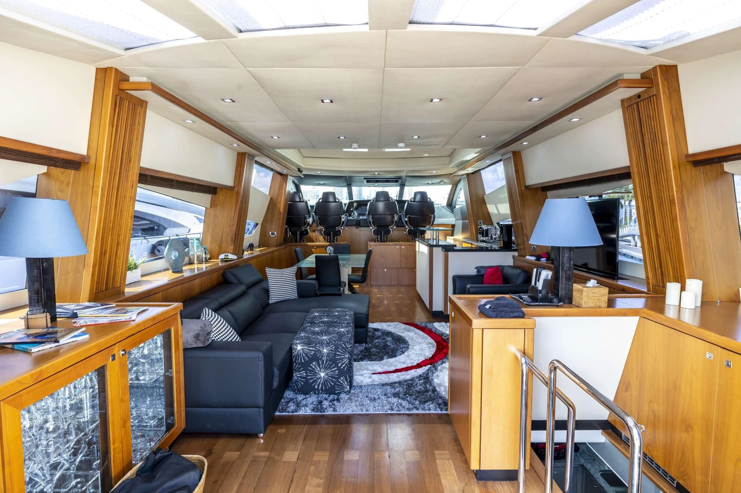 a living room with a couch and a table aboard SKY FALL Yacht for Sale