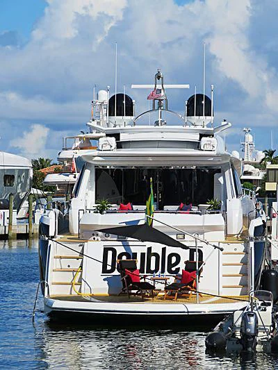 a boat docked at a pier aboard SKY FALL Yacht for Sale
