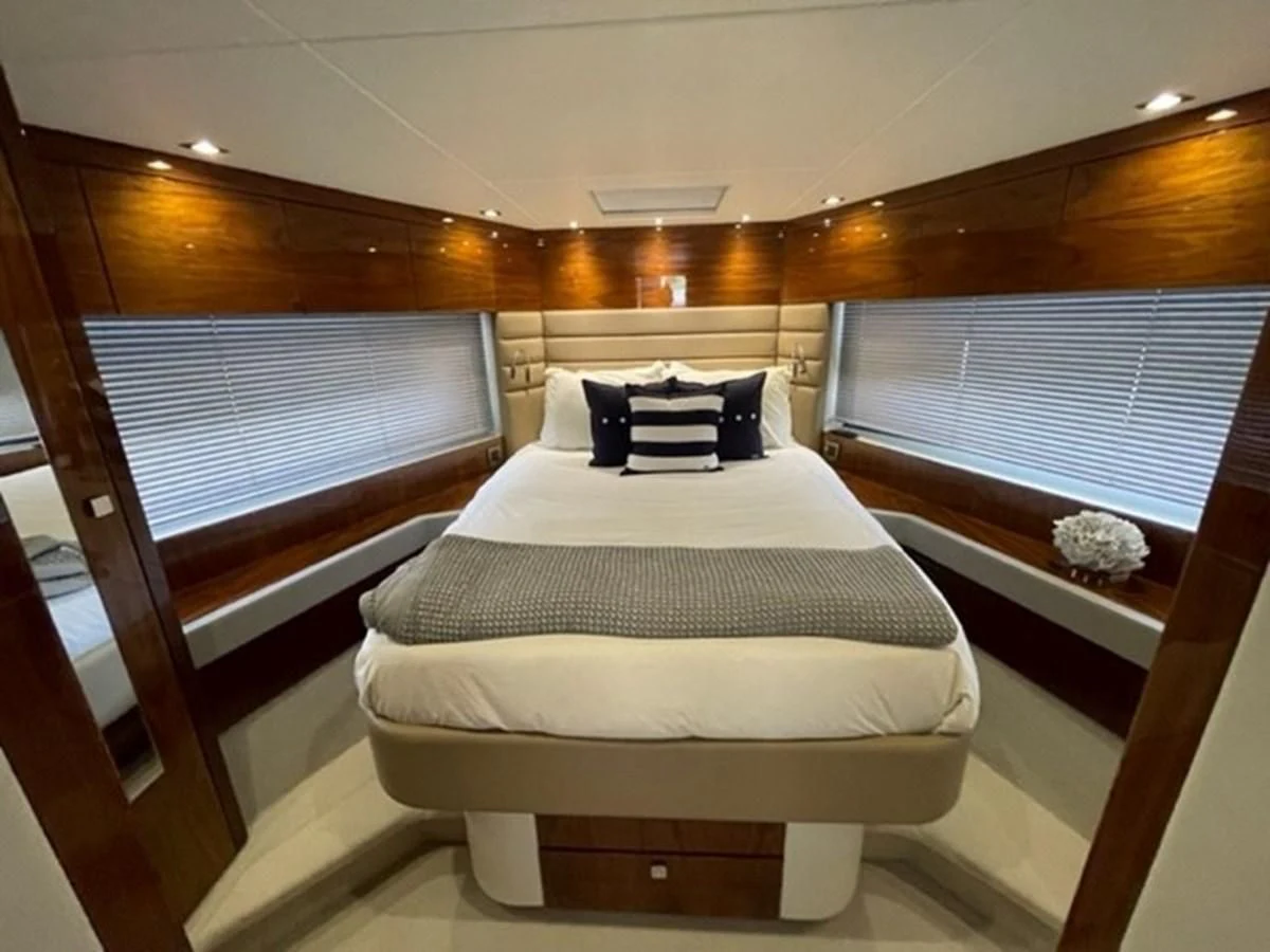 a bed in a room aboard EXIT Yacht for Sale