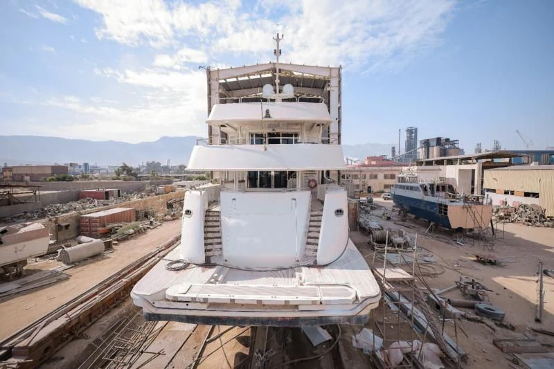 a large white building with a cross on top aboard OCEAN 1 Yacht for Sale
