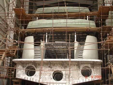 a large factory with many pipes aboard OCEAN 1 Yacht for Sale