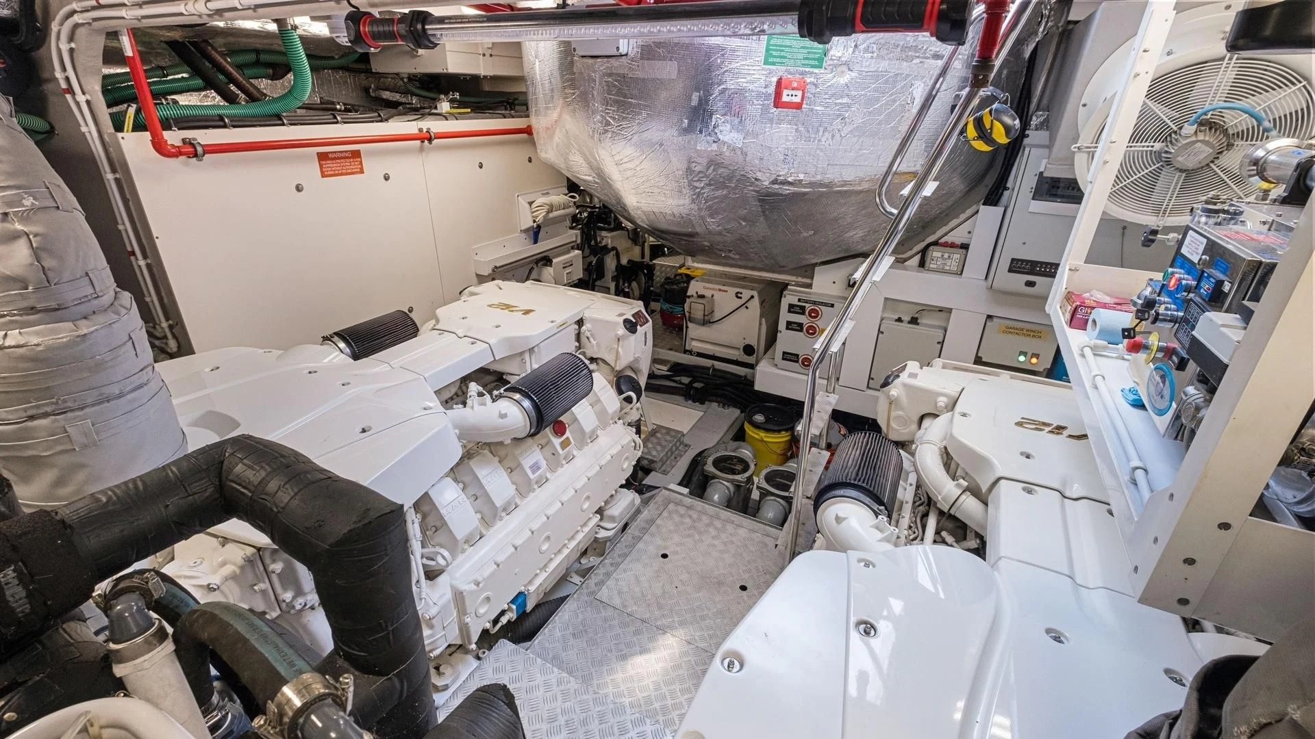 a large machine with many wires aboard WOODEVER Yacht for Sale