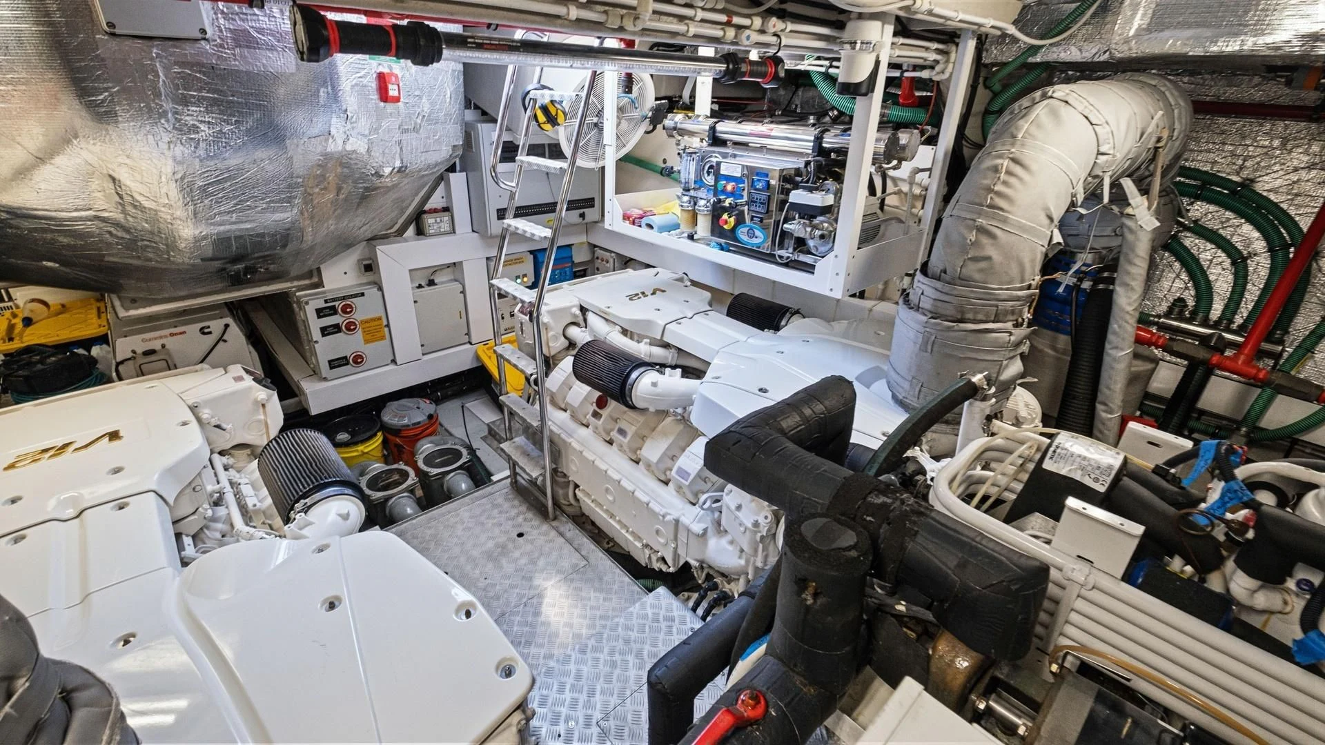 a machine with many wires aboard WOODEVER Yacht for Sale