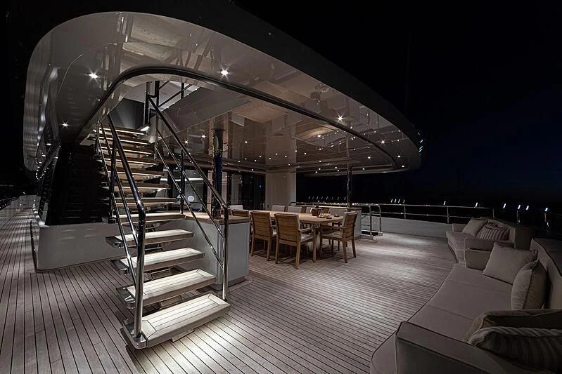 a staircase in a room aboard FRAMURA Yacht for Sale