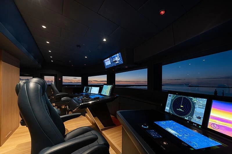 a room full of monitors aboard FRAMURA Yacht for Sale