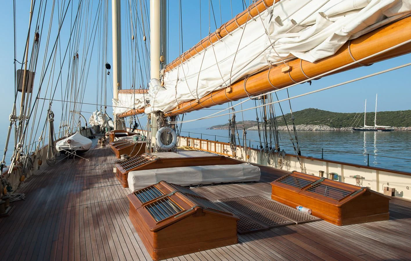 a large sailboat on the water aboard ATLANTIC Yacht for Charter