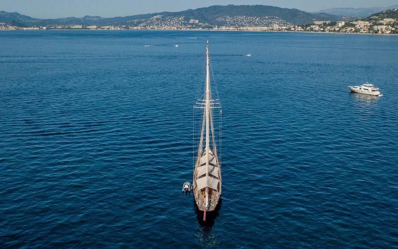 a boat sailing on the water aboard ATLANTIC Yacht for Charter