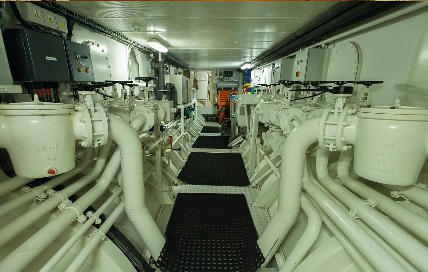 a large factory with many machines aboard ATLANTIC Yacht for Charter