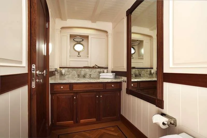 a bathroom with a marble counter top aboard ATLANTIC Yacht for Charter