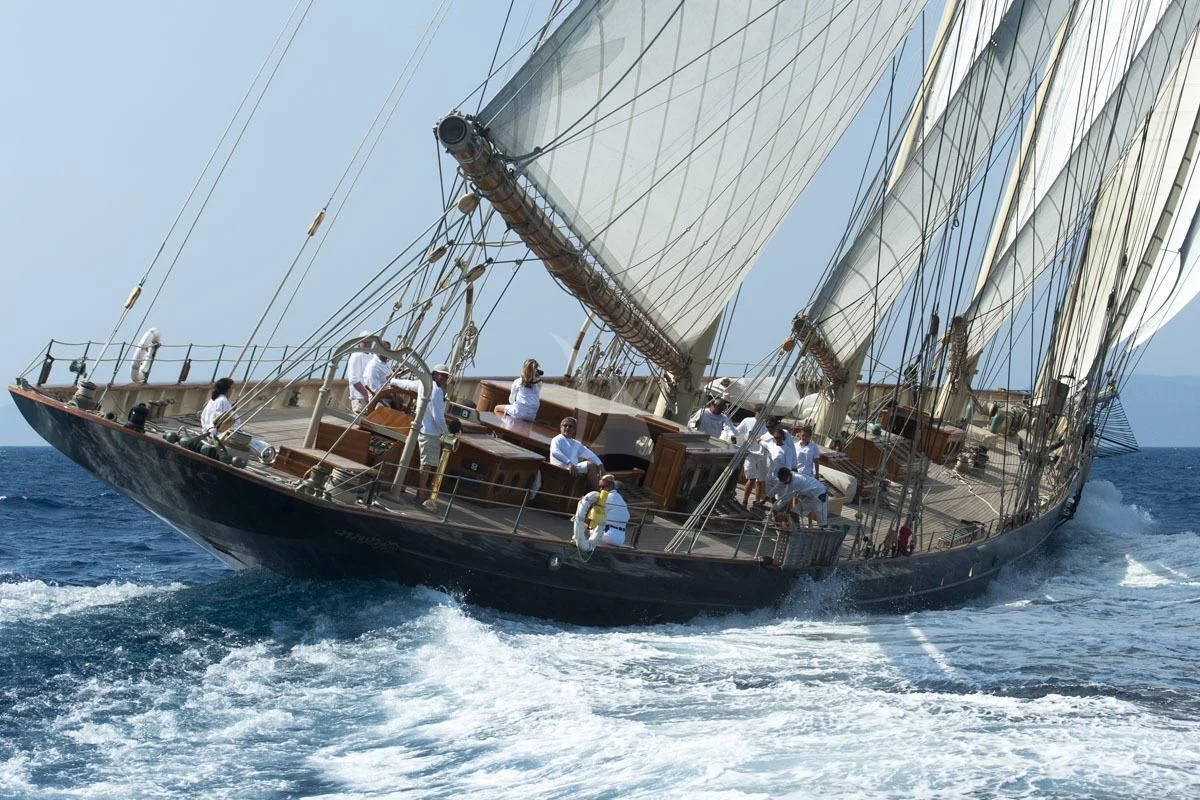 a boat with people on it aboard ATLANTIC Yacht for Charter