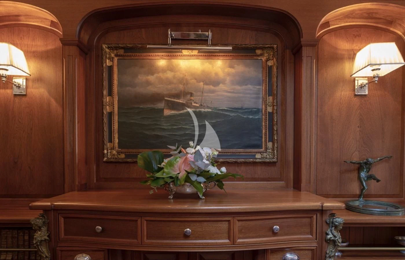 a painting on a wall aboard ATLANTIC Yacht for Charter