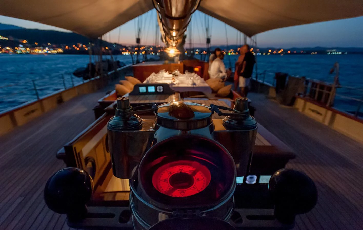 a large boat on a body of water aboard ATLANTIC Yacht for Charter