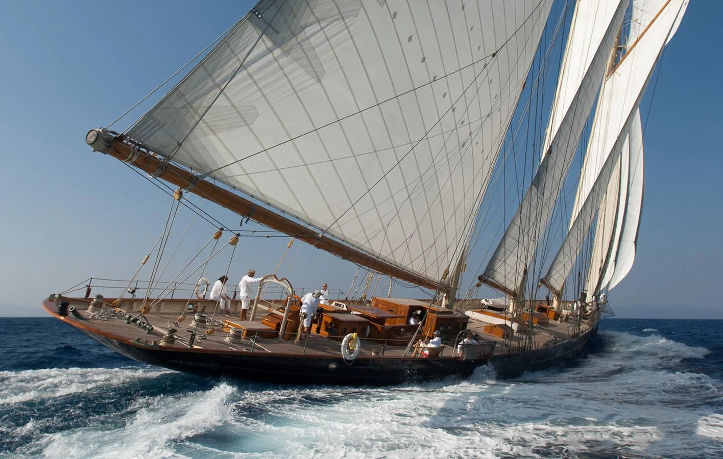 a boat sailing on the sea aboard ATLANTIC Yacht for Charter