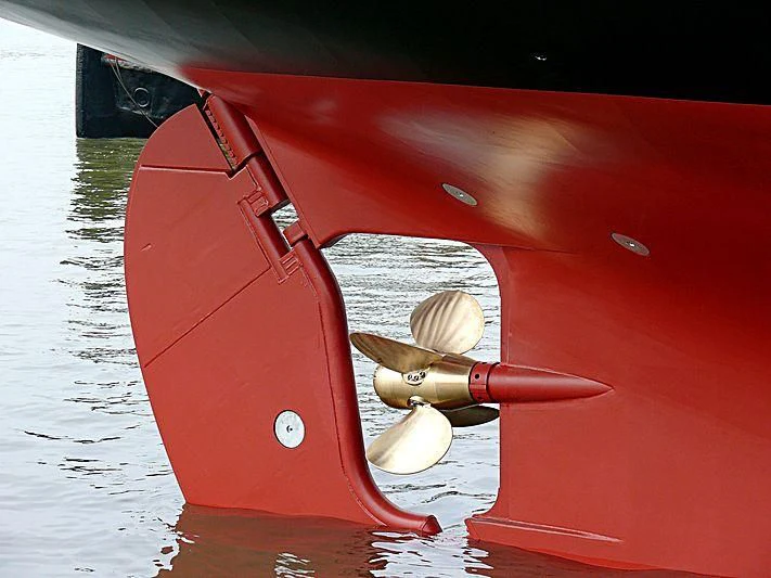 a red car with a red hood aboard ATLANTIC Yacht for Charter