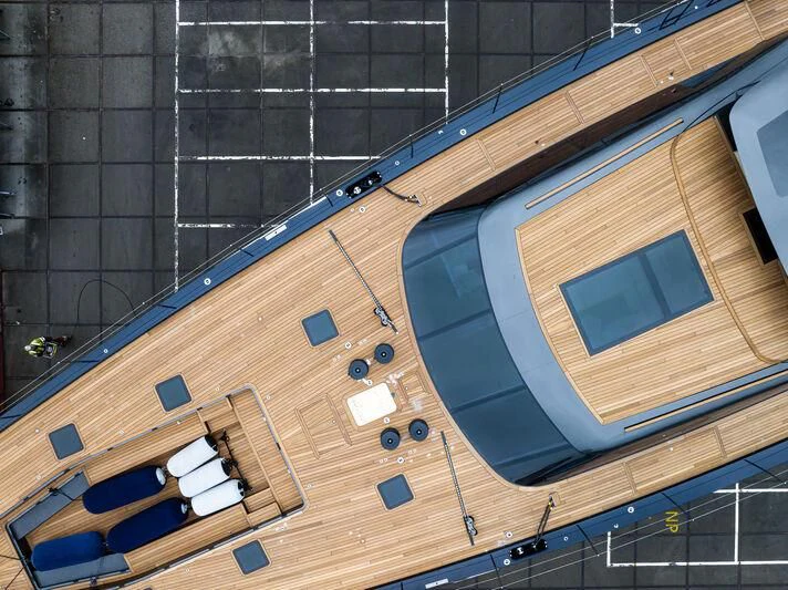 a building with a large solar panel aboard NILAYA Yacht for Sale