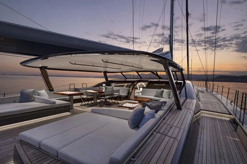 a boat on the water aboard NILAYA Yacht for Sale