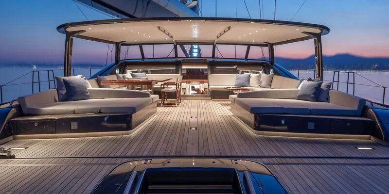 a boat on the water aboard NILAYA Yacht for Sale