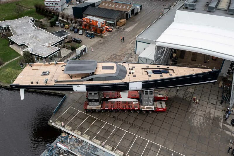 a large building with a boat on it aboard NILAYA Yacht for Sale