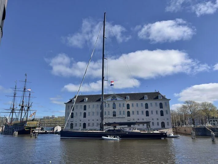 a large boat in the water aboard NILAYA Yacht for Sale