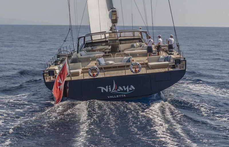 a boat on the water aboard NILAYA Yacht for Sale