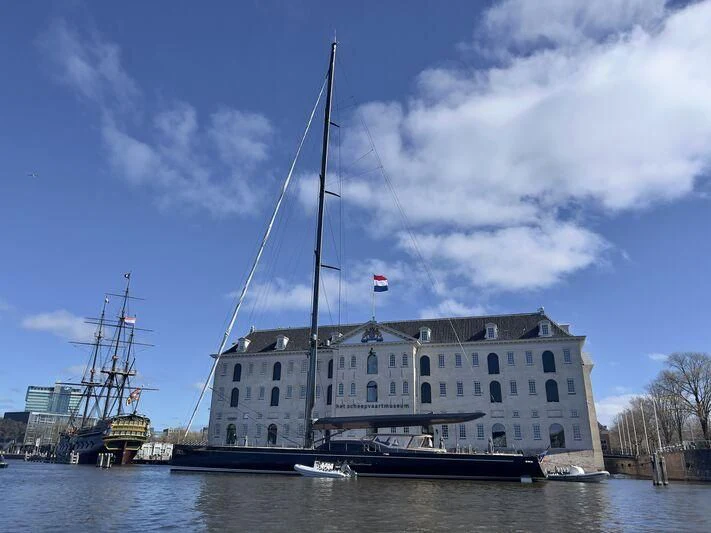 a large boat in the water aboard NILAYA Yacht for Sale